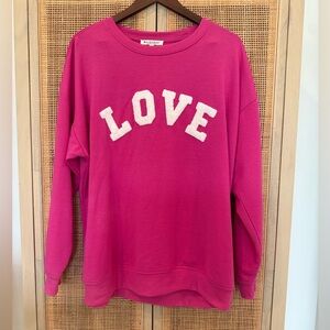 Valentine’s Day Shirt, Workshop Republic Clothing Pink LOVE Sweatshirt, XL, NWOT